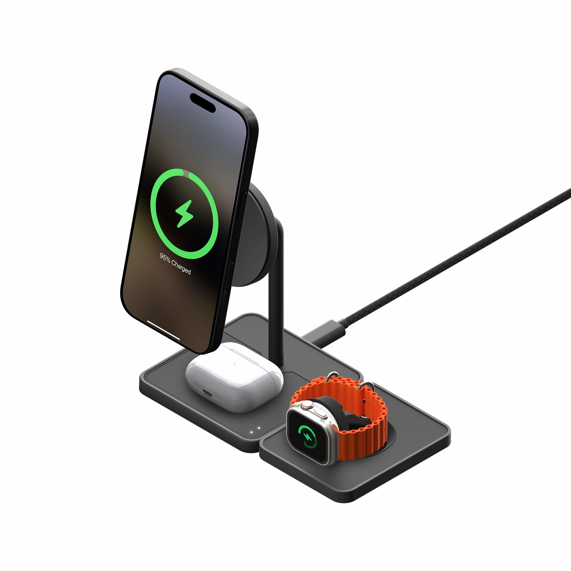 3 In 1 Charging Stand With Qi2 And Apple Technology  Matte Black Clearance Event Today