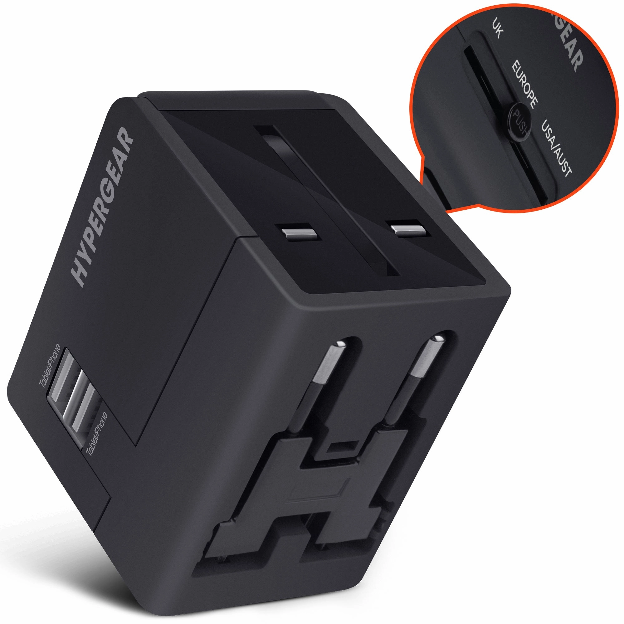Mega Sale Now All-In-One World Travel Ac Adapter Dual Usb Ports | Black
