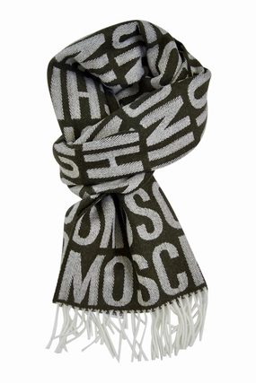 Sweet Deal Inside Army Green Merino Scarf Moschino