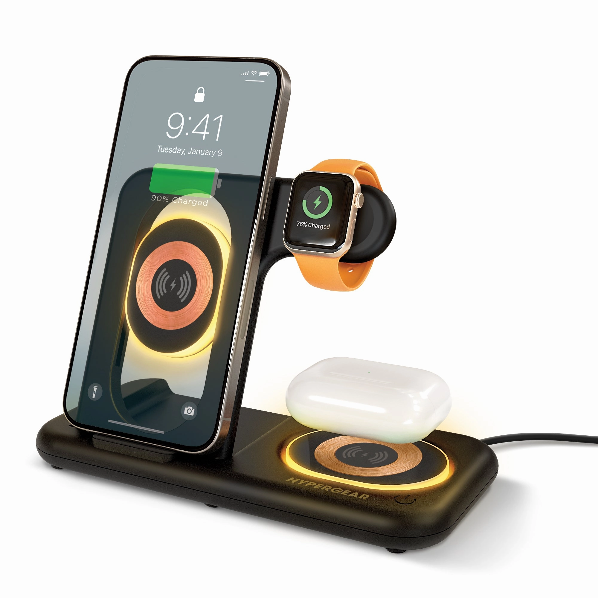 Powerfold X-Ray 4-In-1 Foldable Wireless Charging Stand With 15W Wireless Fast Charge | Black Grab It Fast