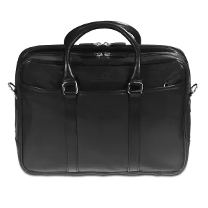 Best Deal Today Mancini Leather Double Compartment Zippered Briefcase For 15.6" Laptop / Tablet, 15.5" X 4.25" X 11.25", Black