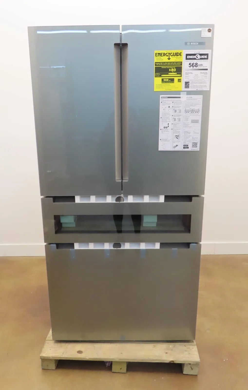 Bosch 800 Series B36CL81ENG 36" Freestanding French Door Smart Refrigerator