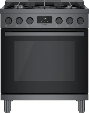 Bosch 800 Series HDS8045U 30" 5 Sealed Burners Dual Fuel Black Stainless Range