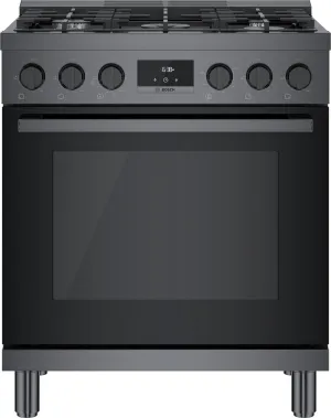 Bosch 800 Series HGS8045UC Black Stainless Steel 30" Freestanding Gas Range IMGS