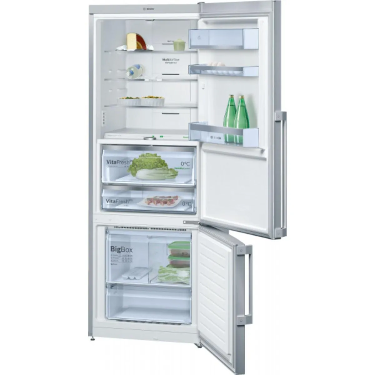 Bosch Refrigerator Botton Freezer A  , 515Lit, Stainless Steel