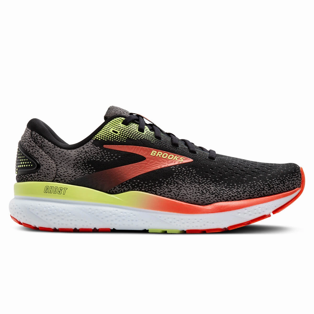 Brooks Ghost 16 Mens | Black/Mandarin Red/Green Limited Stock Deals Mega Hot Offer