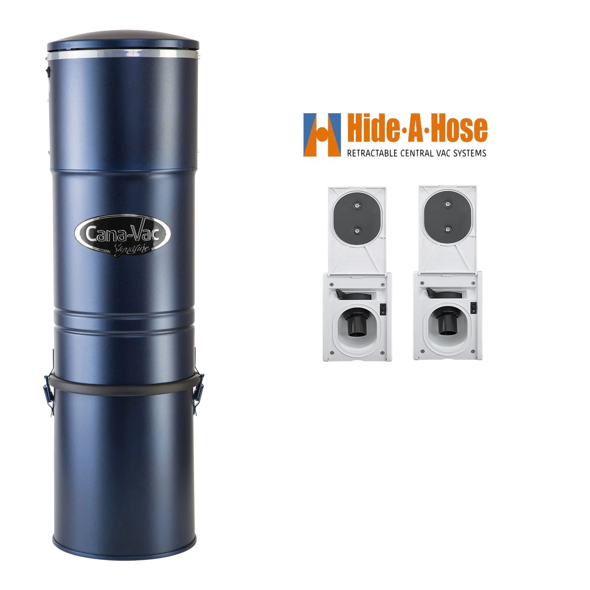 CanaVac LS790 Signature Series Central Vacuum Cleaner | Tangential Bypass Motor Up to 10,000 sq ft. | with Hide-A-Hose Retractable Hose Accessory & Installation Kit (2 Valves)