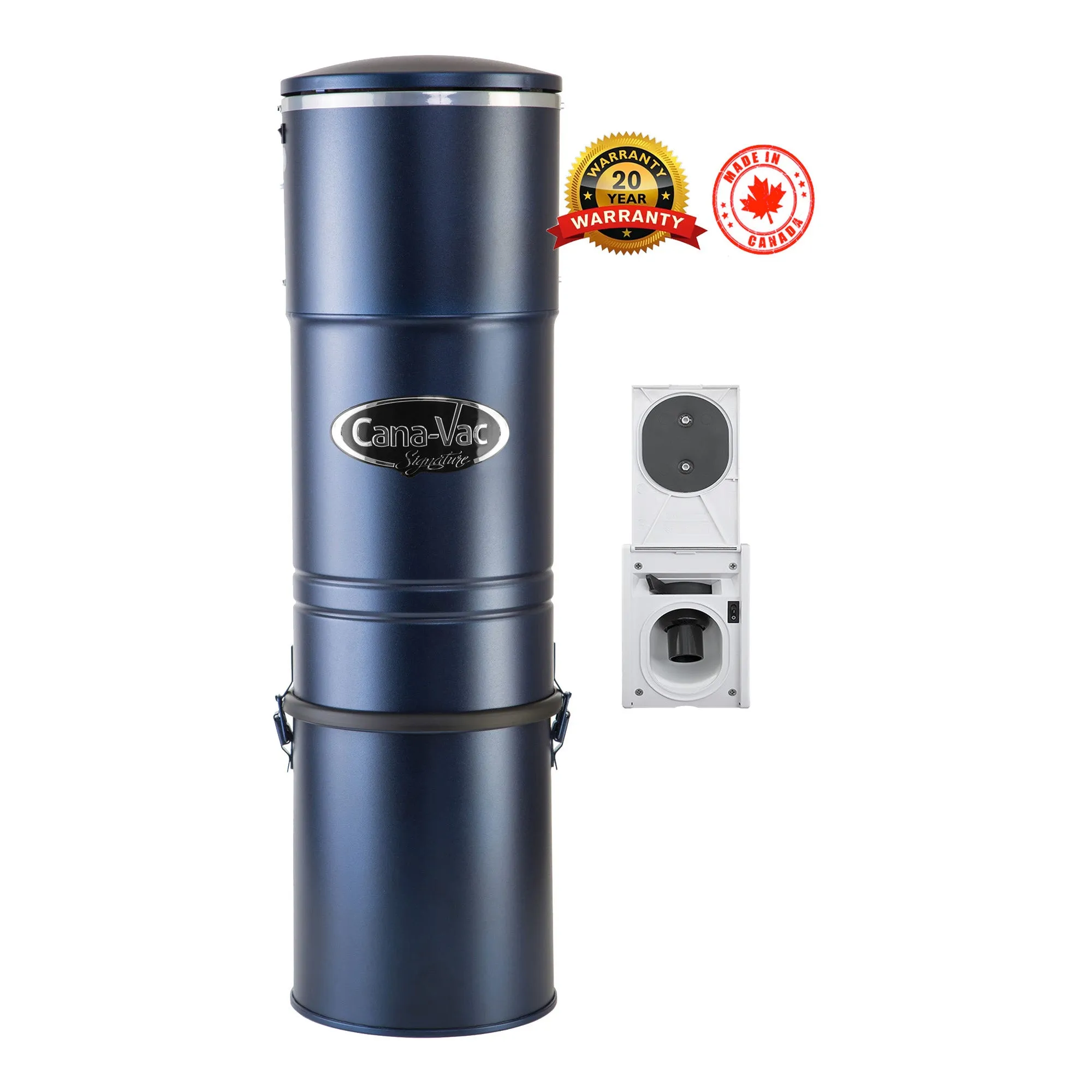 CanaVac LS790 Signature Series Central Vacuum Cleaner | Tangential Bypass Motor Up to 10,000 sq ft. | with Hide-A-Hose Retractable Hose Accessory & Installation Kit