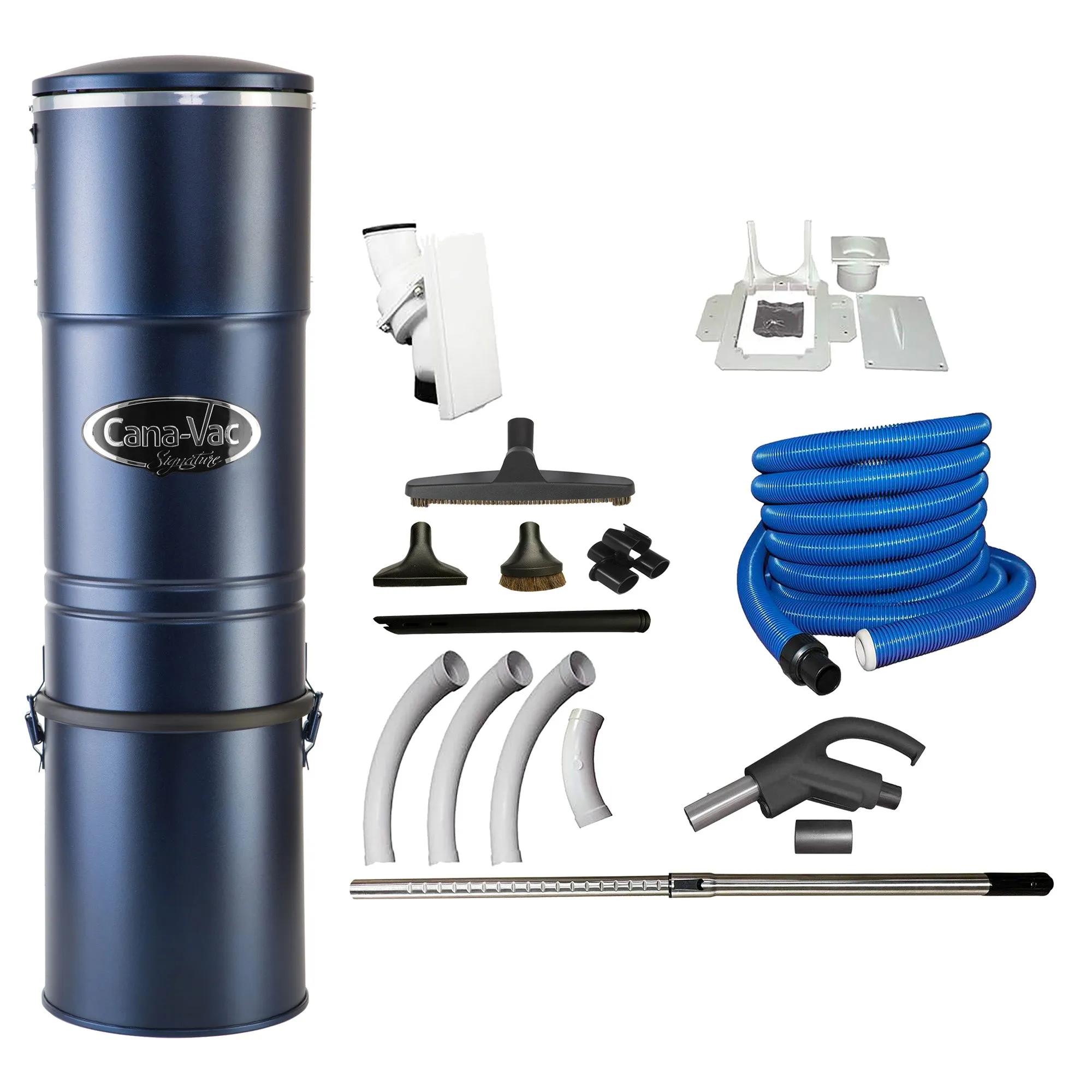 CanaVac LS790 Signature Series Central Vacuum Cleaner | Tangential Bypass Motor Up to 10,000 sq ft. | with Hide-A-Hose Retractable Hose Accessory & Installation Kit