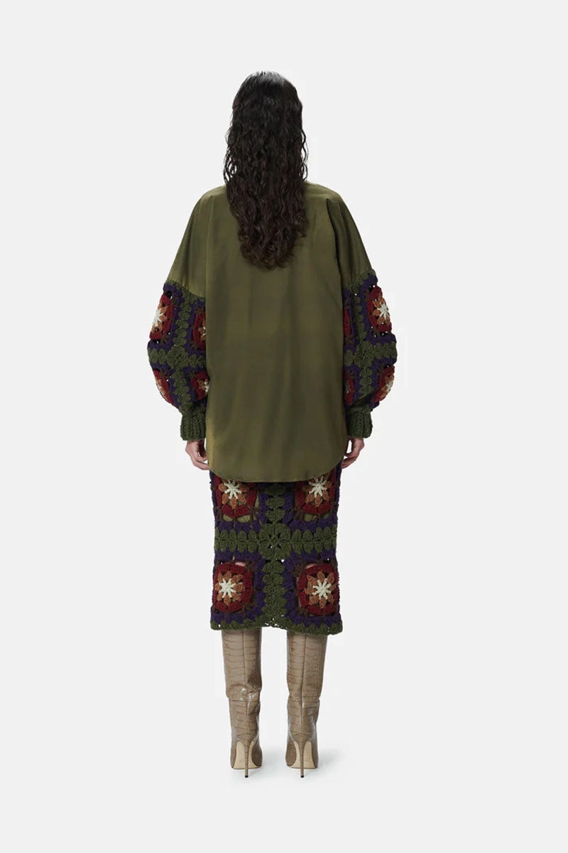 Best Deal Alert Canvas Overshirt With Crochet Sleeves