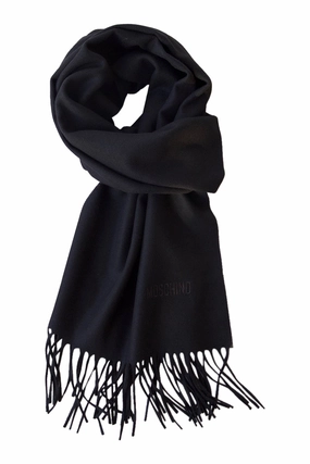 Classic Black Merino Scarf From Moschino Hot Deal Alert
