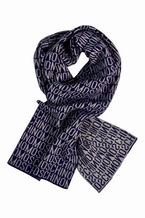 Shop Hot Deals Deal Frenzy Today Classic Blue Wool Scarf By Moschino