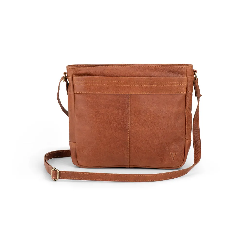 Shop the Best Deals Online Deal Frenzy Verona - Vcb-01 Square Leather Shoulder Bag - Cognac
