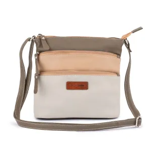 Franco Bonini Lb172 3Zip Long Strap Sm Shoulder Bag- Bone Multi Trending Offer Today