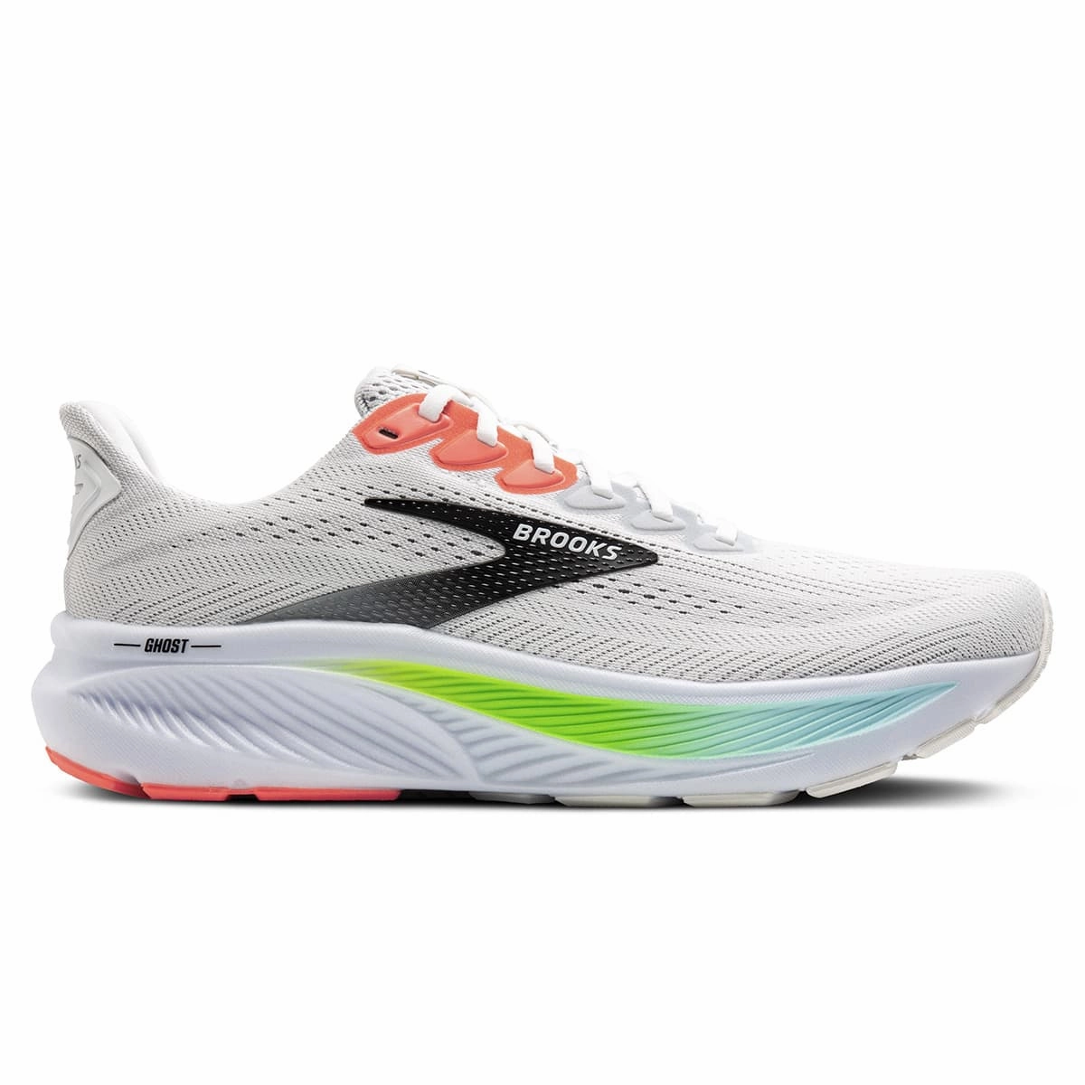 Brooks Ghost 17 Mens | White/Pink Clay/Gecko Mega Discount Today Todays Best Deal