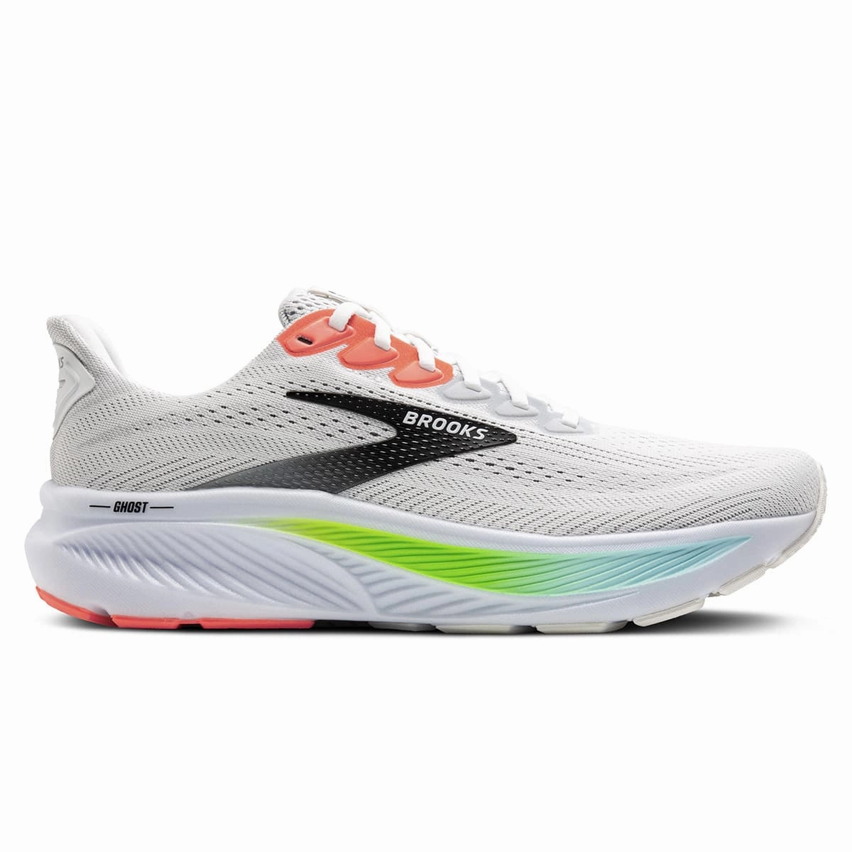 Brooks Ghost 17 Mens | White/Pink Clay/Gecko Dont Miss These Savings Gift Sale Event