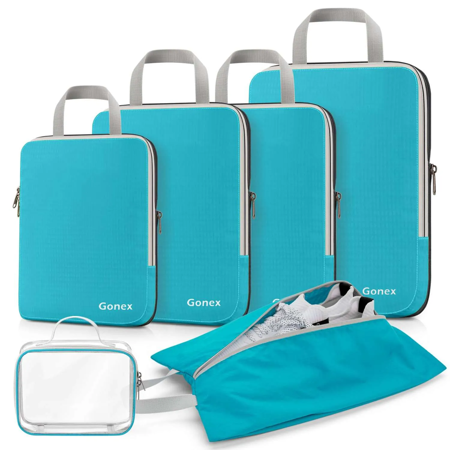 Hot Picks Today Compression Packing Cubes With Clear Toiletry Bag