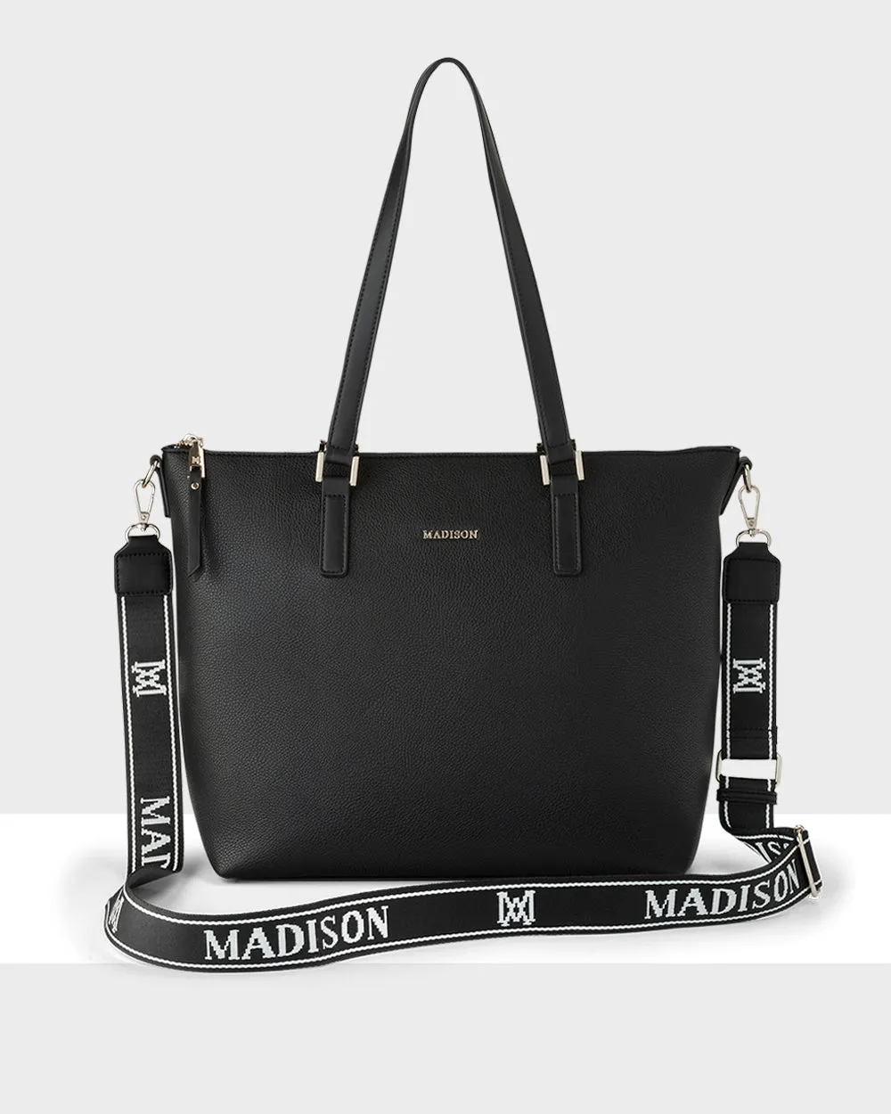 MustShop Sale Inga Large Zip Top Tote Bag With Laptop Pocket   Monogram Stripe Bag Strap