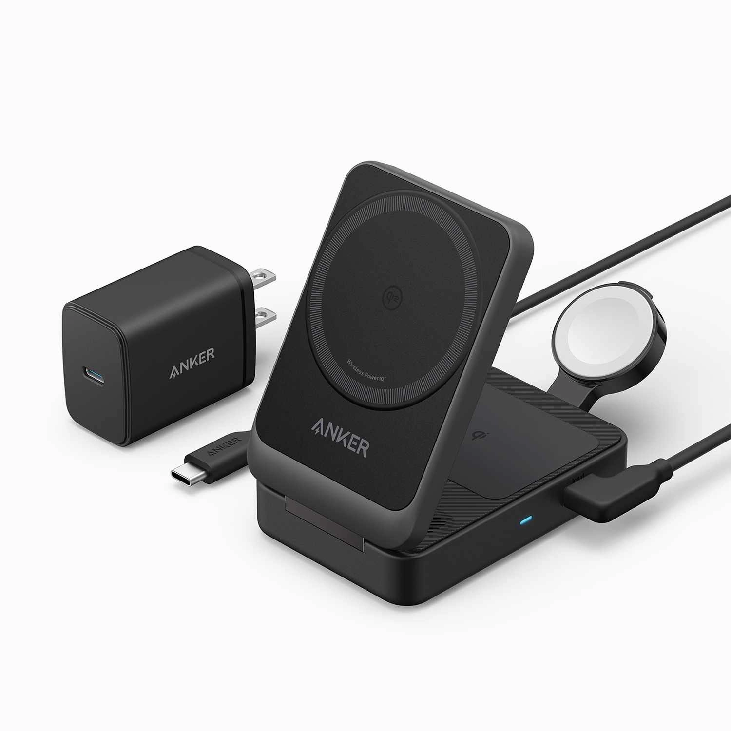 Hot Picks Today Weekend Sale Special B2557J115 Maggo Qi2 3-In-1 15W Wireless Charging Station With Magsafe Black