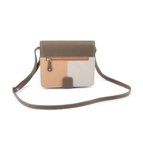 Dont Miss Out Franco Bonini - 1321 Leather Organiser Shoulder Bag - Bone Multi