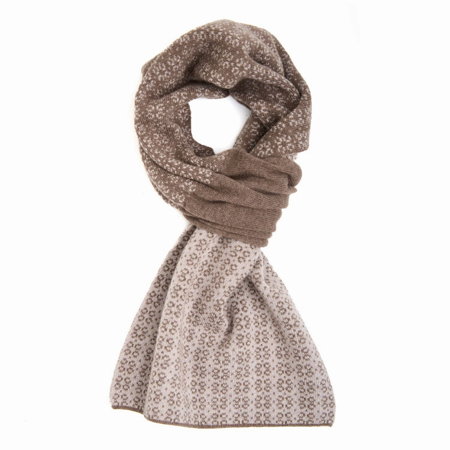 Dark Brown And Beige Neck Warmer With Micro Pattern Hot Pick Sale Save Big Online