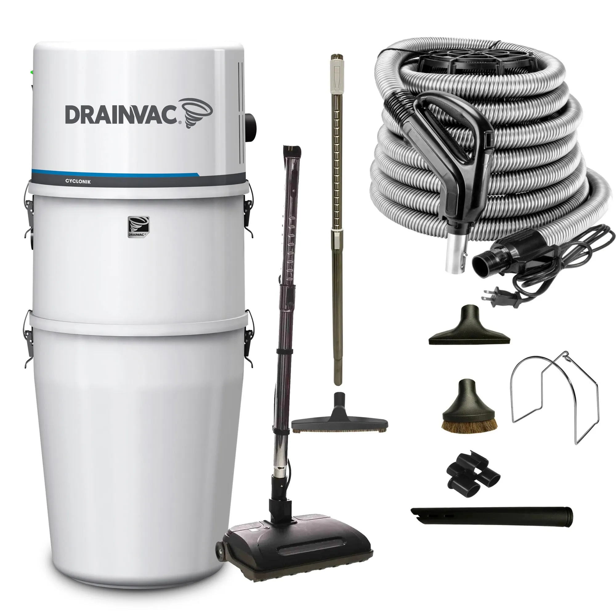 DrainVac Cyclonik Central Vacuum - 800 AW with Foam Filter and Airsteam Air Package