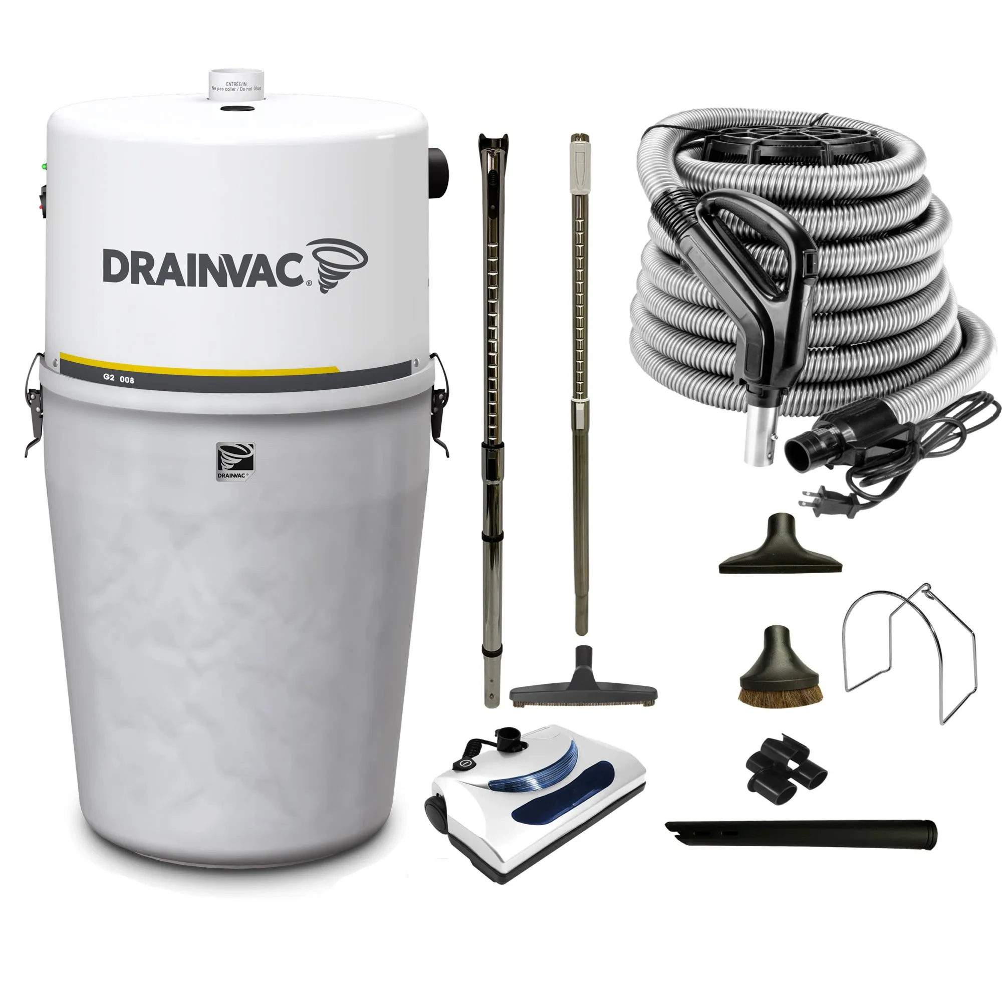 DrainVac G2-008 Central Vacuum Cleaner | 800 Air Watts Motor | Basic Electric Package