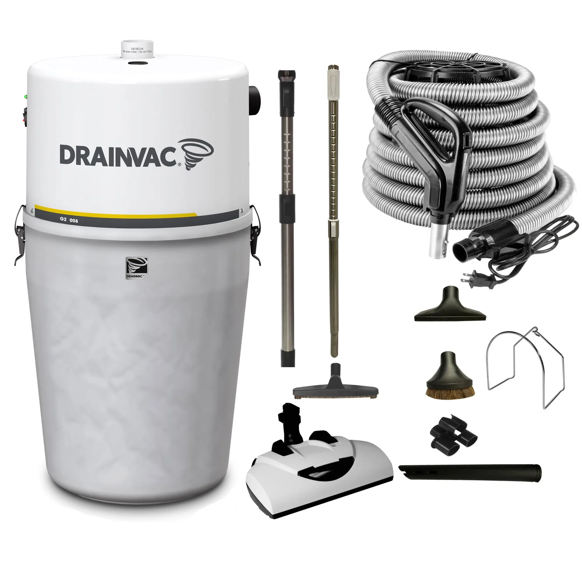DrainVac G2-008 Central Vacuum Cleaner | 800 Air Watts Motor | Wessel Werk EBK360 Electric Package