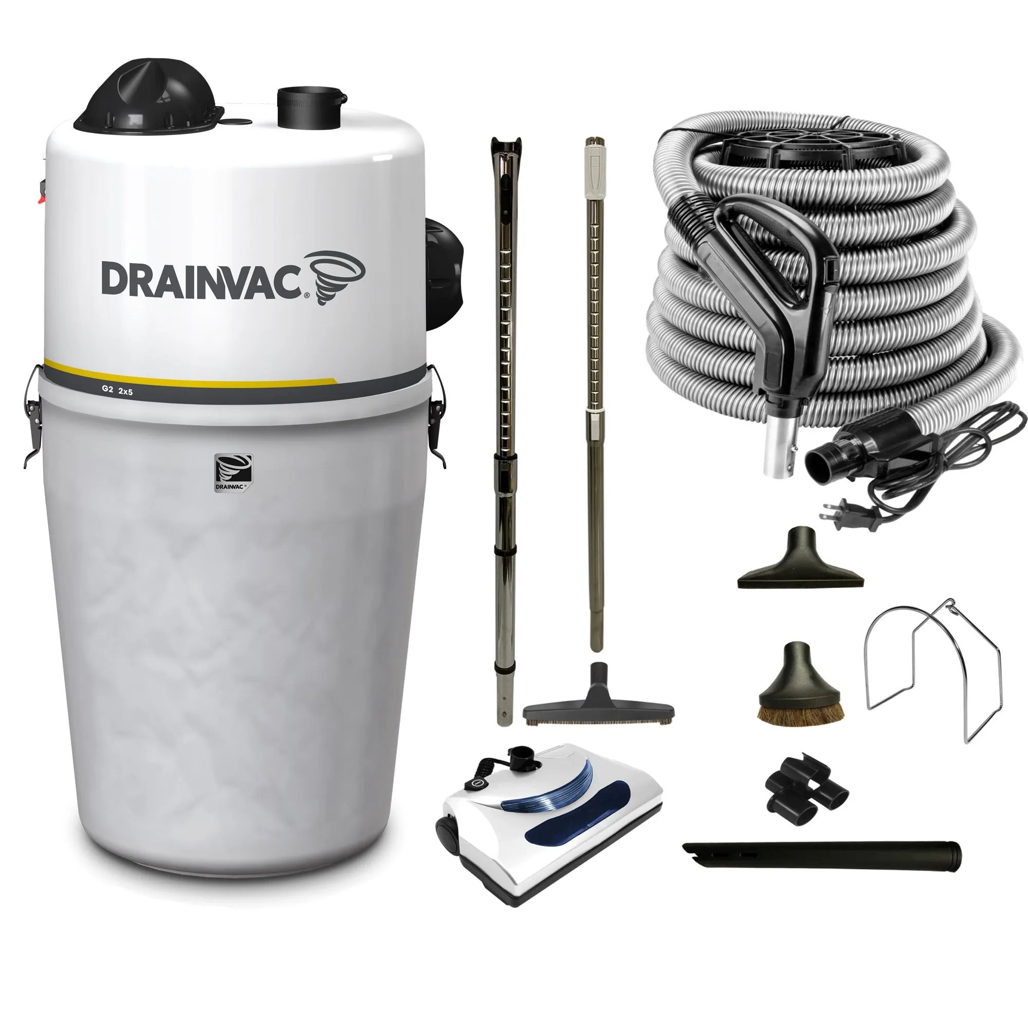 DrainVac G2-2X5 Central Vacuum Cleaner | 1040 Air Watts Motor | Basic Electric Package