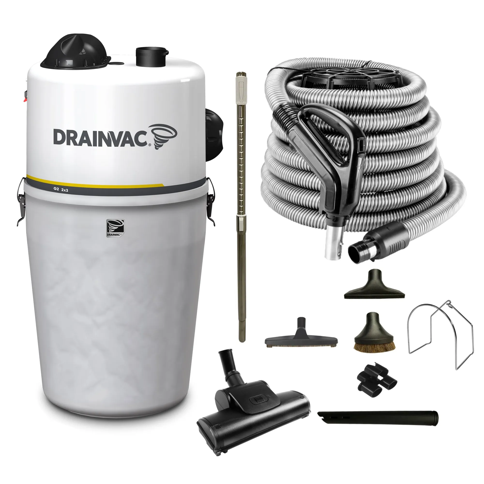 DrainVac Generation 2 Central Vacuum | Dual Motor, 302 Air Watts with Muffler and Deluxe Air Package
