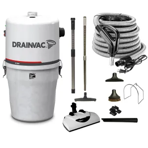 DrainVac S1008 Central Vacuum Cleaner | 800 Air Watts Motor | with Wessel Werk EBK360 Electric Package