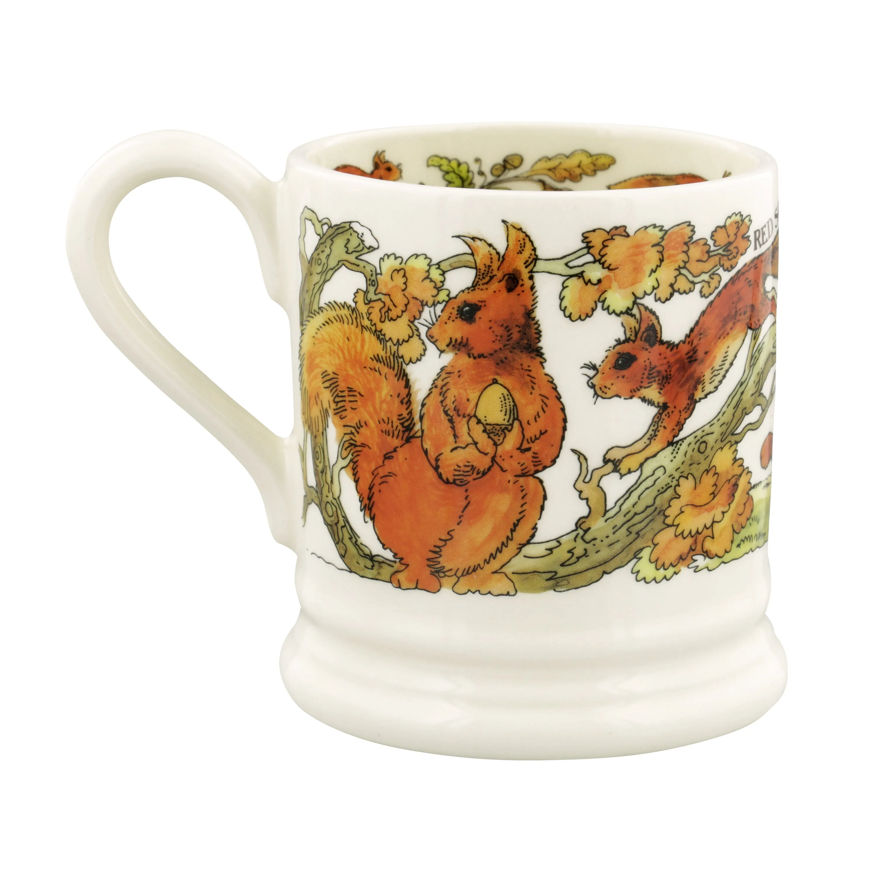 Emma Bridgewater In The Woods Green Woodpecker & Squirrel Half Pint Mug
