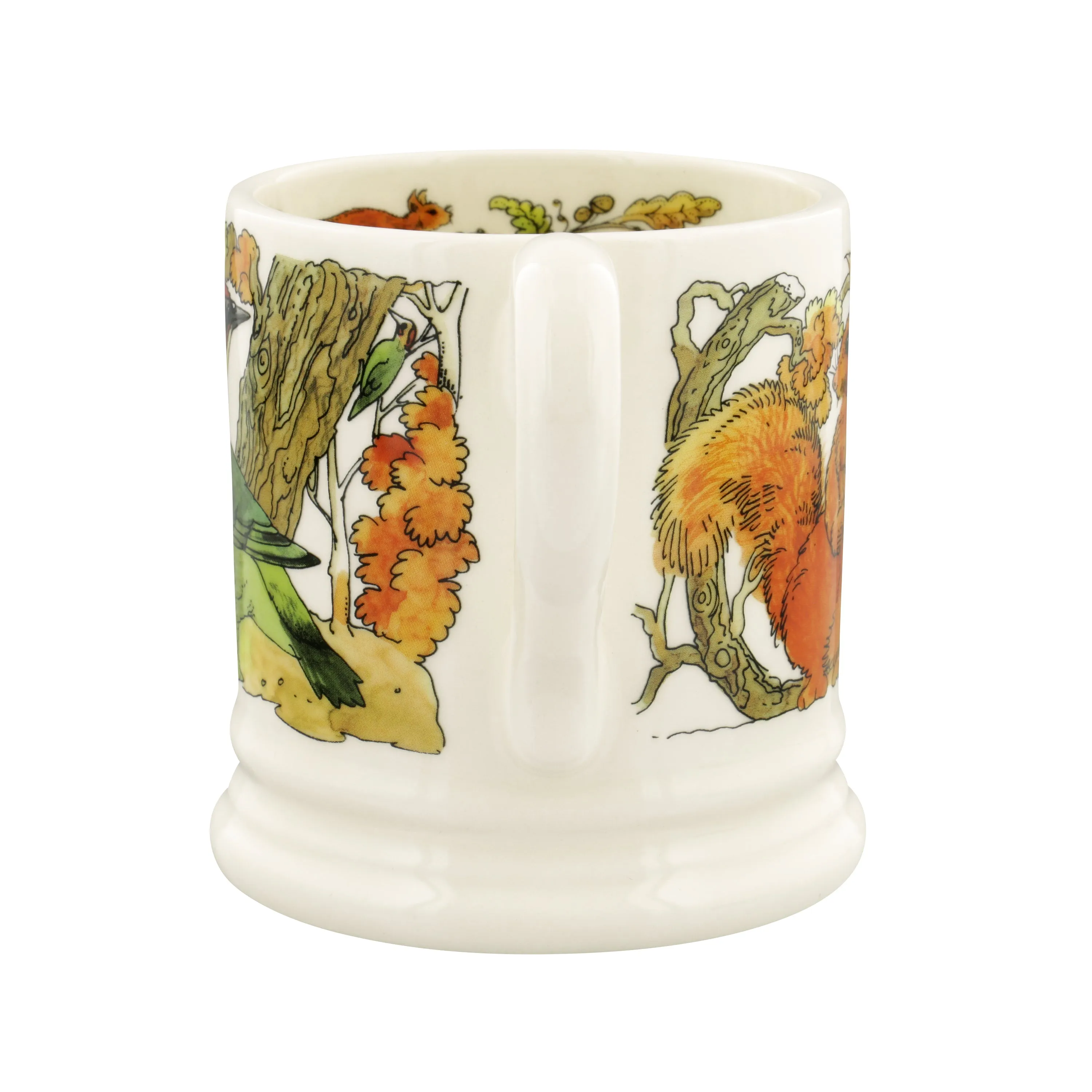 Emma Bridgewater In The Woods Green Woodpecker & Squirrel Half Pint Mug