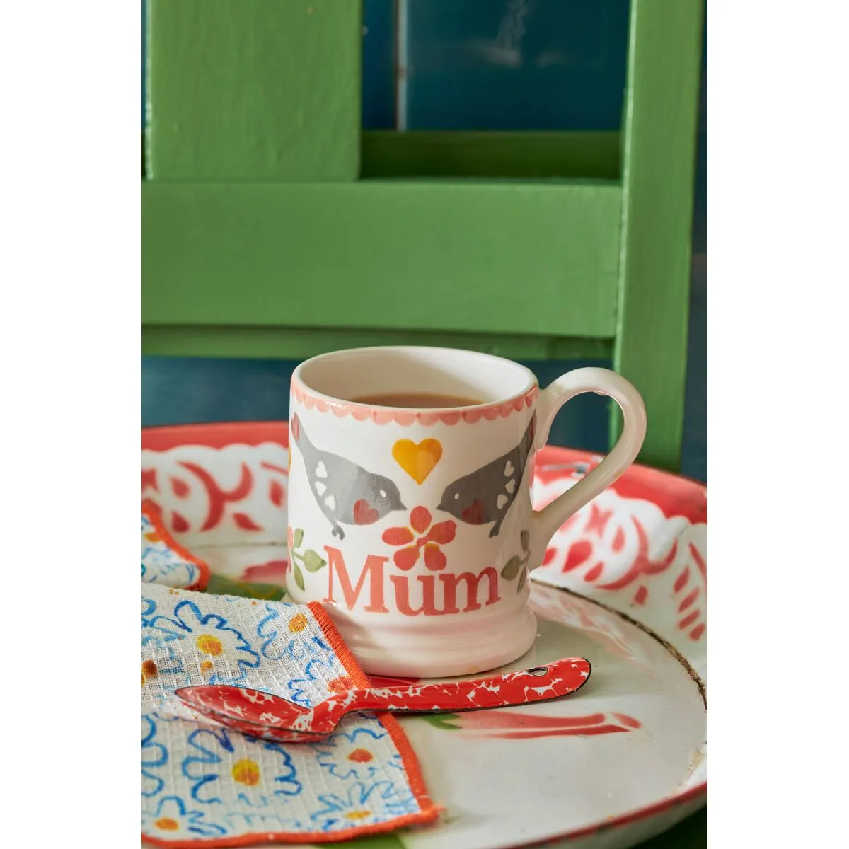 Emma Bridgewater Lovebirds Coral Mum Half Pint Mug