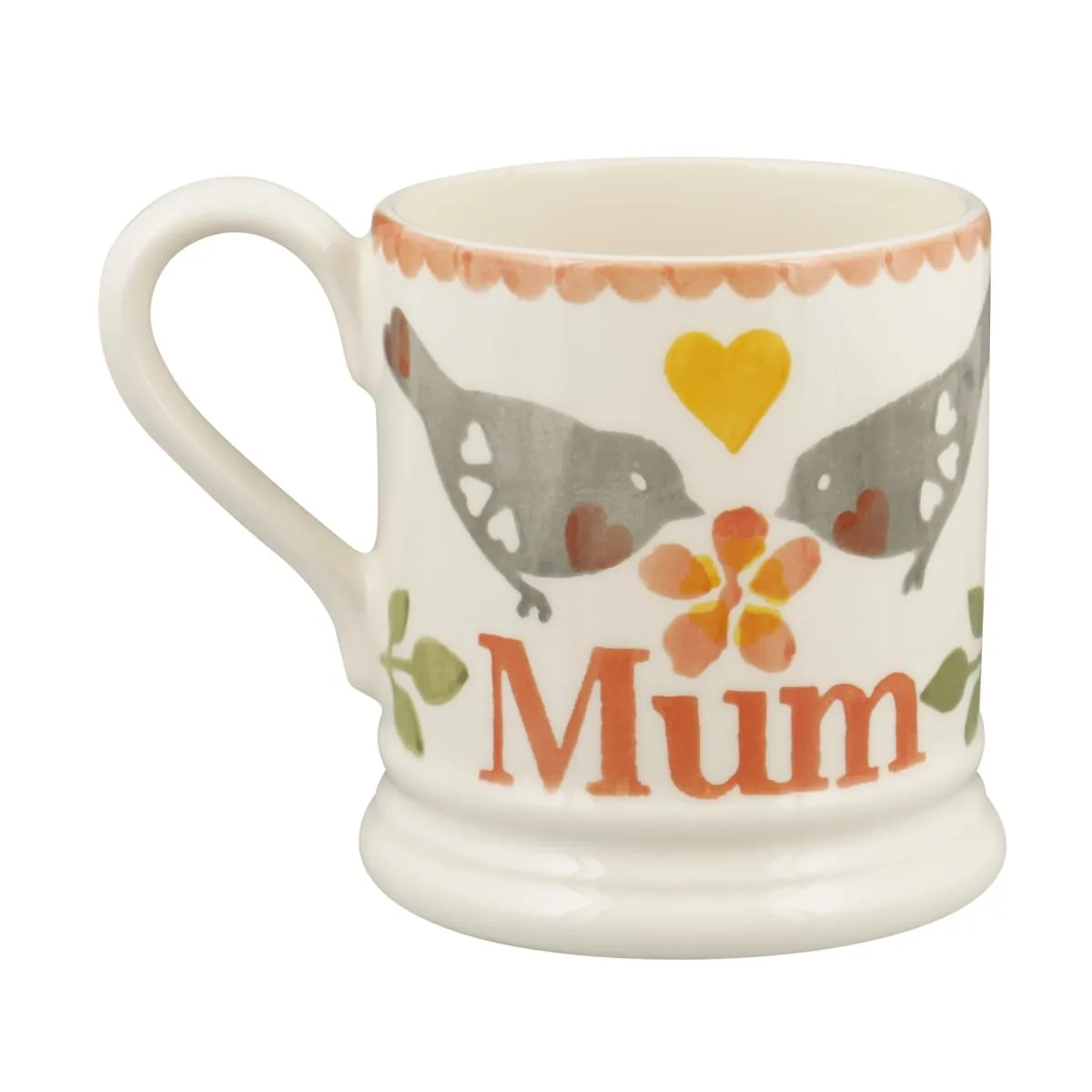 Emma Bridgewater Lovebirds Coral Mum Half Pint Mug