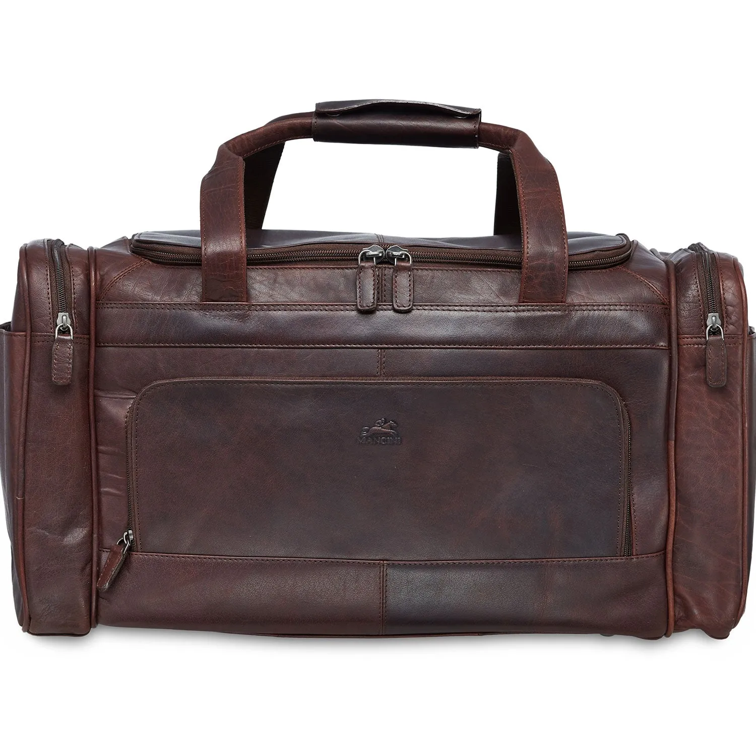 Clearance Blowout Shop Now Save Mancini Leather Carry-On Duffle Bag, 20" X 10.75" X 10.75", Brown