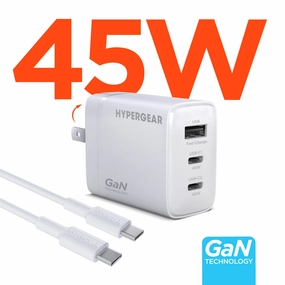 Special Offer Inside Speedboost 45W Usb-C Pd Tri-Port Gan Fast Wall Charger With Pps | 6Ft Usb-C Cable | White