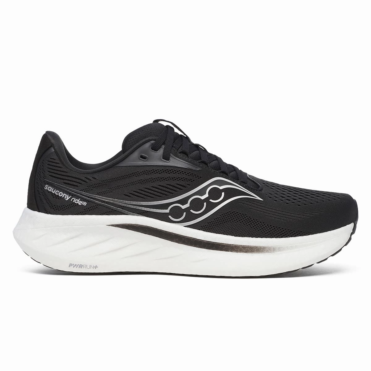 Saucony Ride 18 Mens | Black/White Shop Now Save