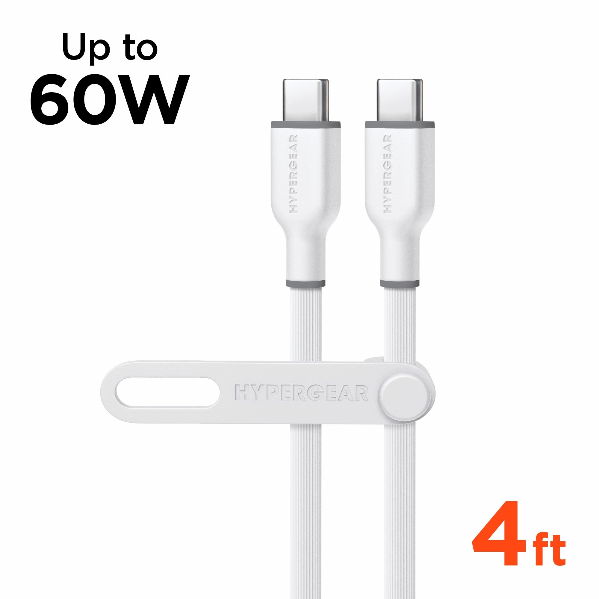 MustHave Items Flexi Pro Usb-C To Usb-C Soft-Touch Silicone Fast Charge Cable | 4Ft | White