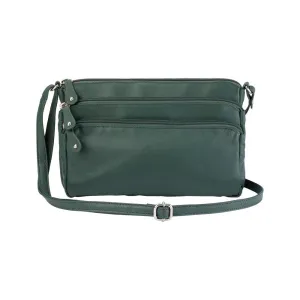 Franco Bonini 12-221 Small 3Zip Leather Handbag - Bottle Green Hot Offer Inside Daily Special Offer