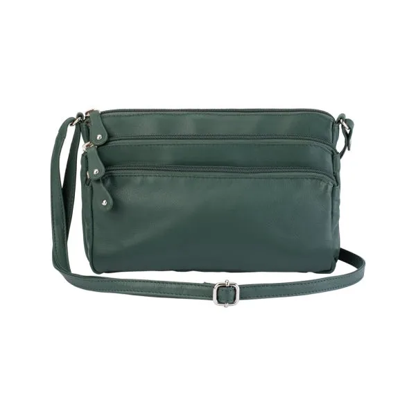 Franco Bonini 12-221 Small 3Zip Leather Handbag - Bottle Green Hot Offer Inside Daily Special Offer
