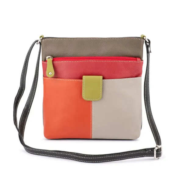 Franco Bonini - 12-242 Ladies Small Leather Shoulder Bag - Latte Multi MustHave Gift Ideas