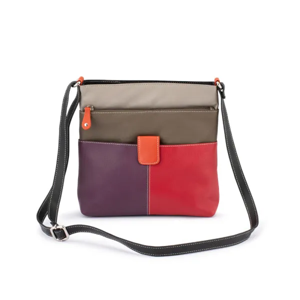 Best Price Online Franco Bonini - 1300 Large Front Tab Multi Pocket Side Bag- Red Multi