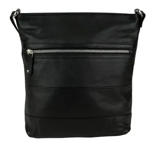 Franco Bonini - 1304 Striped Leather Shoulder Bucket Bag - Black Special Deals Online