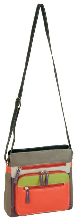 Dont Wait Save Today Franco Bonini - 1422 Leather Shoulder Bag With Organiser - Orange Multi