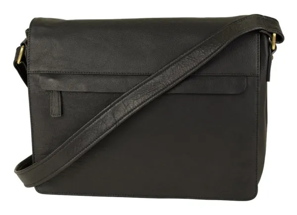 Todays Best Deal Hot Pick of the Day Franco Bonini 16-0020 Black Leather Pc Compatible Satchel