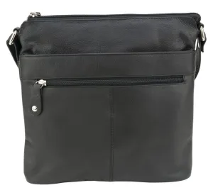 Franco Bonini - 1795 Top Zip Long Strap Leather Shoulder Bag - Black Shop Grab Offer