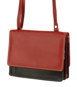Todays Special Savings Flash Sale Alert Now Franco Bonini 19-070 Red/Multi Leather 2 Sided Oraganiser Handbag