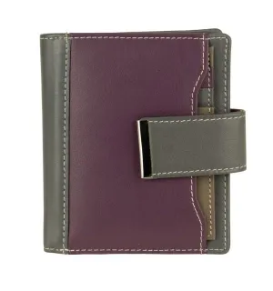 Franco Bonini 21-01 Purple/Multi Rfid Leather Wallet Removable Card Holder Clearance Blowout
