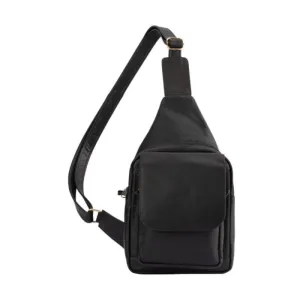 Save Big Today Franco Bonini - 23-0010 Leather Sling Backpack - Black